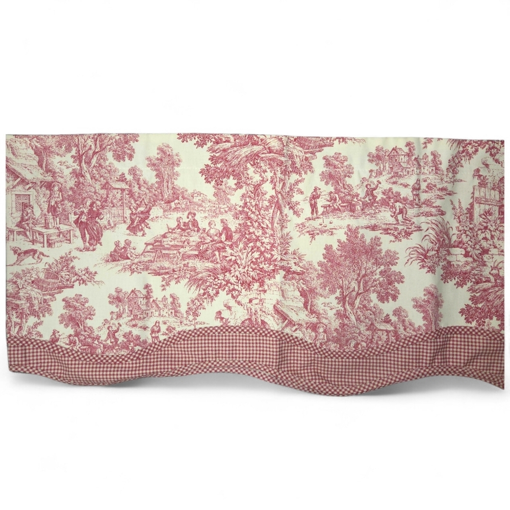 2 Red and Cream Country Life Double Valances